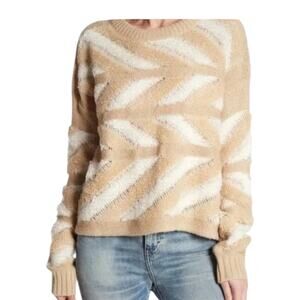 John + Jenn Tan White Loose Boucle Style Pull Over Sweater S